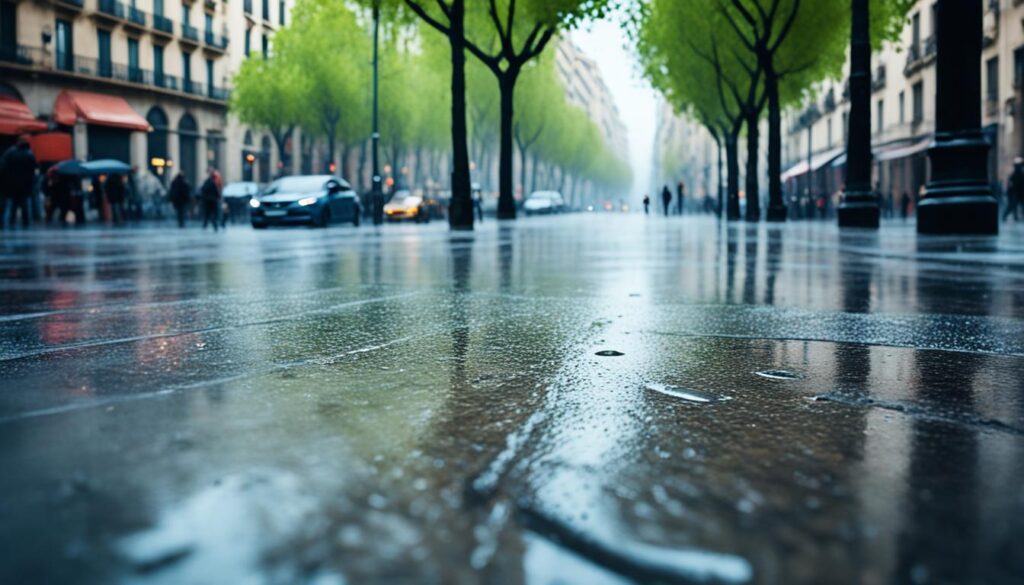 Regenschauer in Barcelona im April