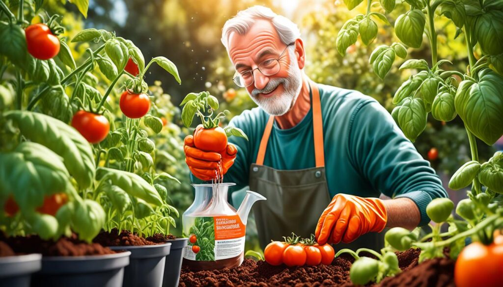 Anwendung von flüssigem Tomatendünger